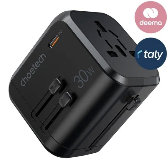 Chotech GaN PD30W 3A+C Travel Travel Wall Charger - Black